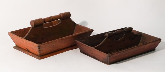 Two Excellent Antique American Federal Knife Trays