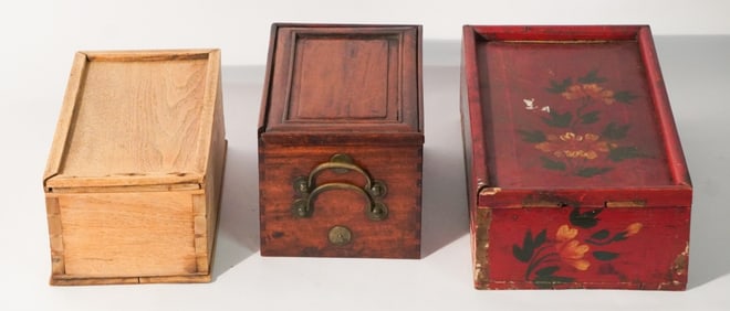 Collection Three Antique Slide Top Candleboxes