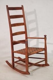 Antique American Back Country Turned Mixed Wood Rocking Chair
