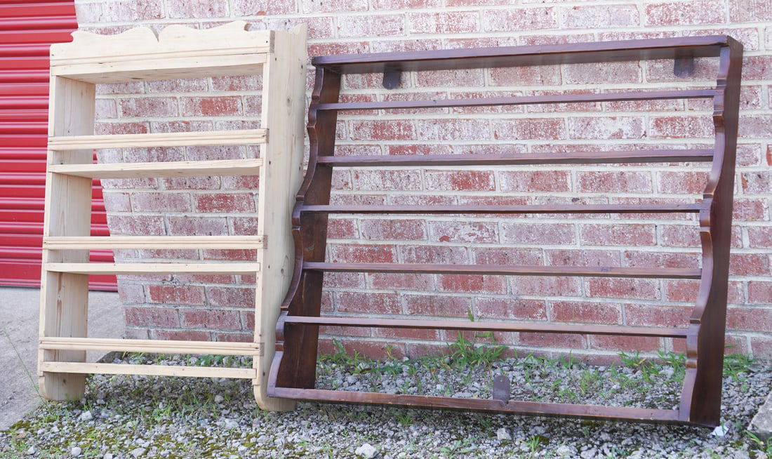 Two Antique Back Country Pine Wall Shelves (1 of 3)