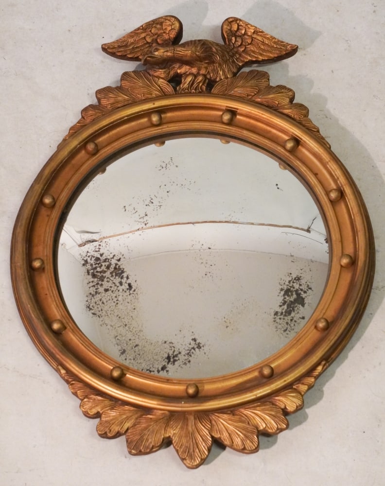 Antique Federal Style Carved & Gilt Bullseye Mirror (1 of 3)