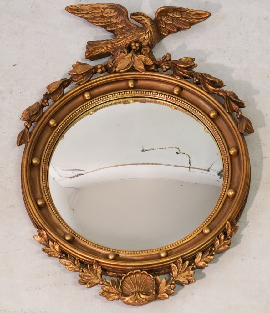 Antique Federal Style Carved & Gilt Bullseye Mirror (1 of 3)