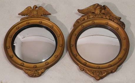 Two Antique Smaller Size Federal Style Bullseye Mirrors