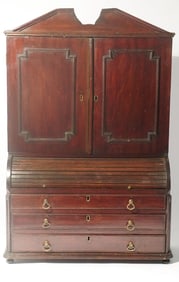 Very Handsome Chippendale Mahogany Miniature Secretary Bookcase