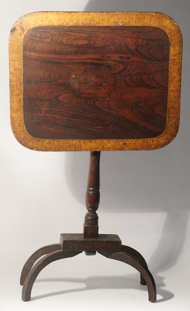 Interesting American Federal Paint Decorated Tilt Top Candle Stand (1 of 2)