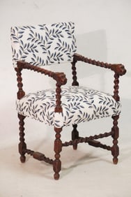 English Jacobean Style Carved Walnut Armchair