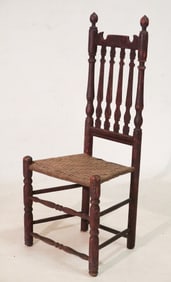 Early American William & Mary Turned Wood Hall Chair