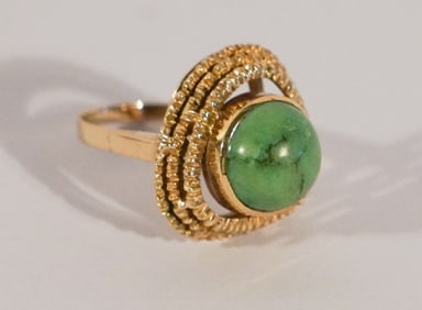 Charming 14k Gold & Turquoise Cocktail Ring