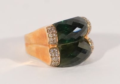 14k Gold Diamond & Tourmaline Cocktail Ring