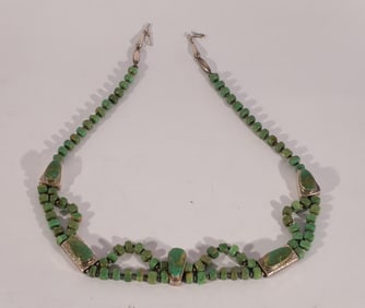 Very Fine Navajo Silver & Turquoise Necklace by Alice Platero