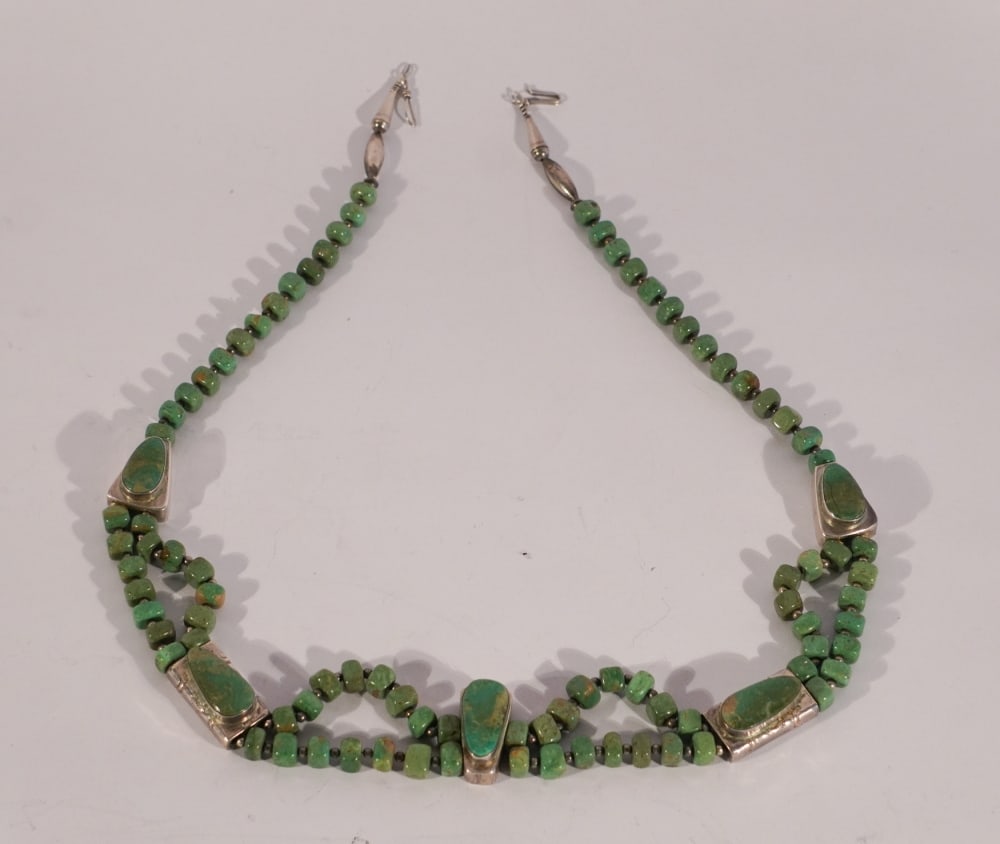 Very Fine Navajo Silver & Turquoise Necklace by Alice Platero (1 of 2)