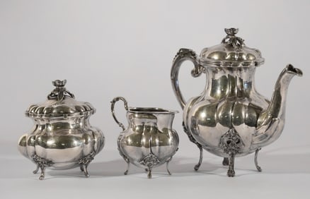 Very Fine Swedish .830 Silver Tea Set by Gadab