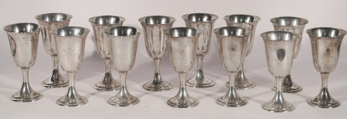 Very Fine & Large Set of Alvin Sterling Silver Goblets
