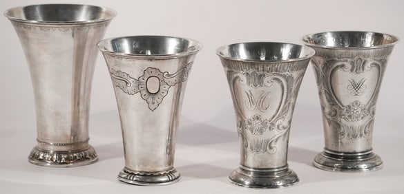 Four Handsome Swedish .830 Silver Beakers