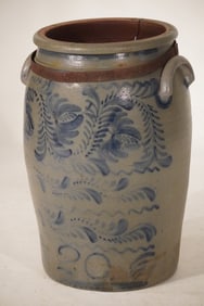 Monumental American Salt Glazed Decorated 20 Gallon Storage Jar