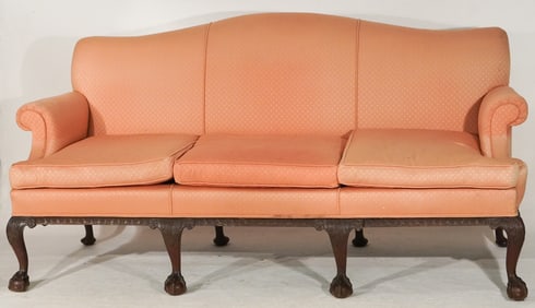 Exceptional English Chippendale Carved Mahogany Camel Back Sofa