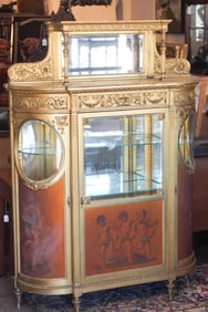 Excellent American Aesthetic Movement Carved & Gilded Cabinet or Vatrine