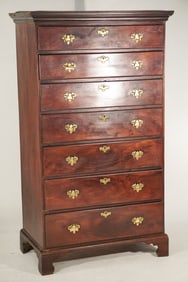 Excellent Southern Federal Figured Mahogany High Chest of Drawers
