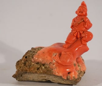 Antique Chinese Qing Period Carved Coral Figure