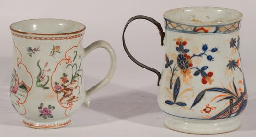 Two Antique Chinese Export Porcelain Tankards