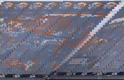 Excellent Large Antique Japanese Lacquer Folding Floor Screen