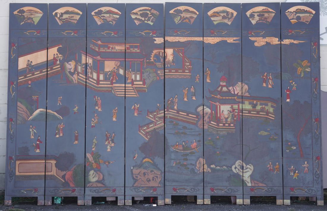 Excellent Large Antique Japanese Lacquer Folding Floor Screen (1 of 6)