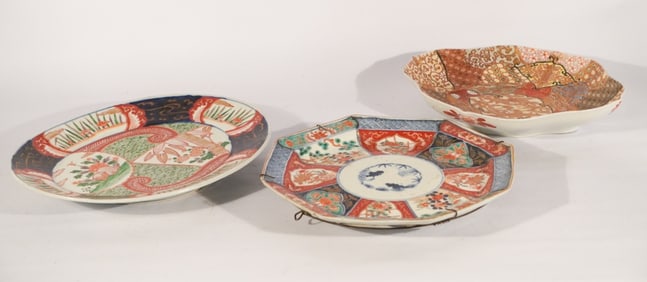 Three Antique Japanese Imari Porcelain Platters