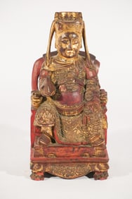 Excellent & Early Chinese Qing Period Carved Wood Seated Buddha Sculpture