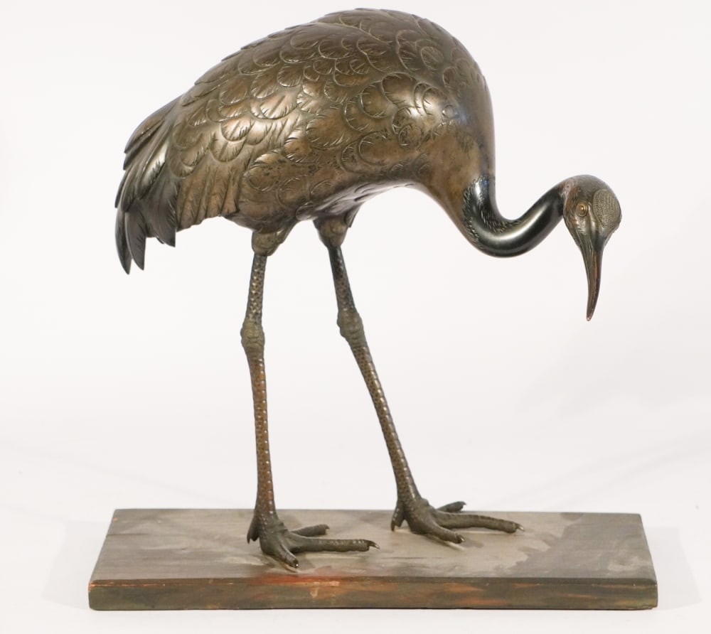 Antique Japanese Meiji Bronze Crane Sculpture (1 of 4)