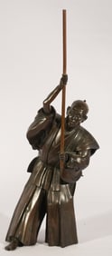 Very Fine Antique Japanese Meiji Bronze Tokyo School Sculpture of Warrior