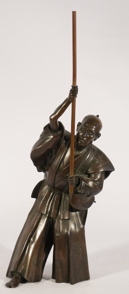 Very Fine Antique Japanese Meiji Bronze Tokyo School Sculpture of Warrior (1 of 4)
