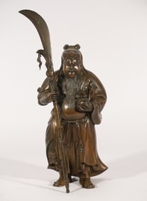Excellent Antique Japanese Meiji Tokyo School Bronze Standing Warrior Sculpture