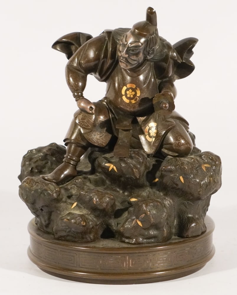 Excellent Antique Japanese Meiji Tokyo School Bronze Sculpture of Warrior (1 of 4)