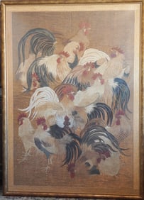 Exceptional & Large Japanese Needlepoint Picture Wall Hanger