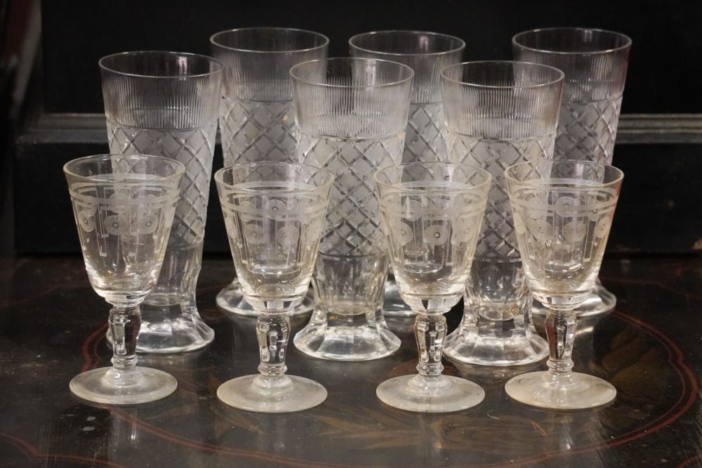 Two Sets Handsome Cut Crystal Beer Cups & Stems (1 of 3)