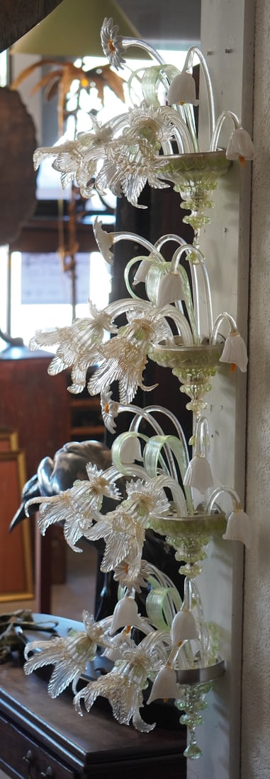 Exceptional Set Antique Murano Blown Glass Wall Sconces (1 of 4)