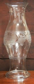 Excellent Neoclassical Style Blown & Etched Glass Hurricane Shade