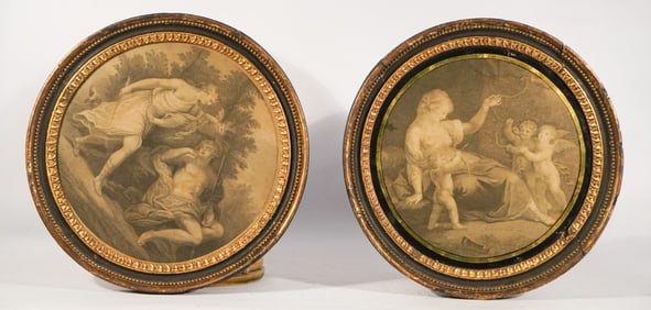 Pair 18th Century Neoclassical Engravings after Angelica Kauffman
