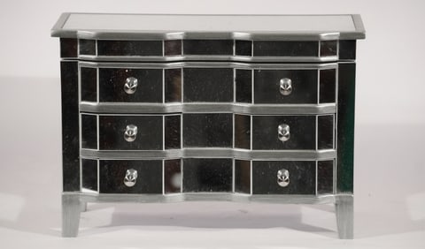 Very Charming Mid Century Deco Mirrored Chest of Drawers Jewelry Box