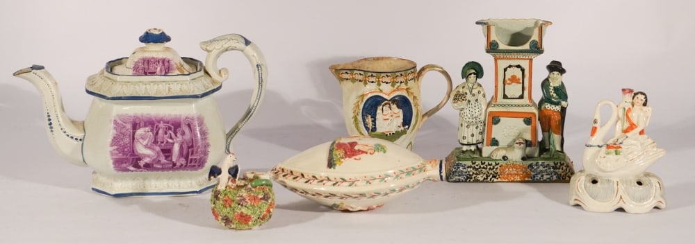 Collection Antique English Staffordshire Pottery Cabinet Articles (1 of 6)