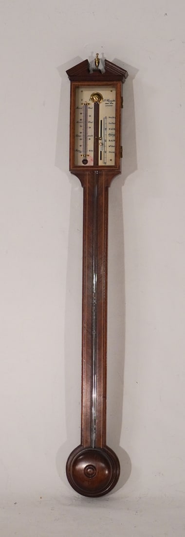 English Edwardian Inlaid Mahogany Wall Barometer (1 of 3)