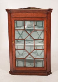 Handsome English George III Mahogany Hanging Corner Cabinet