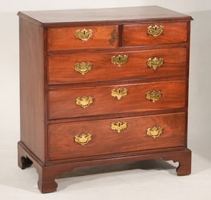 Handsome English George III Figured Mahogany Bachelor's Chest of Drawers