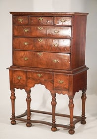 English William & Mary Figured Walnut High Boy