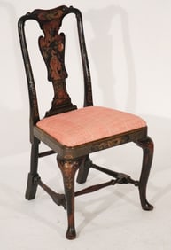 Handsome English Chinoiserie Decorated Queen Anne Side Chair
