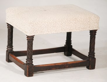 Handsome English George III Carved Oak or Ash FootStool