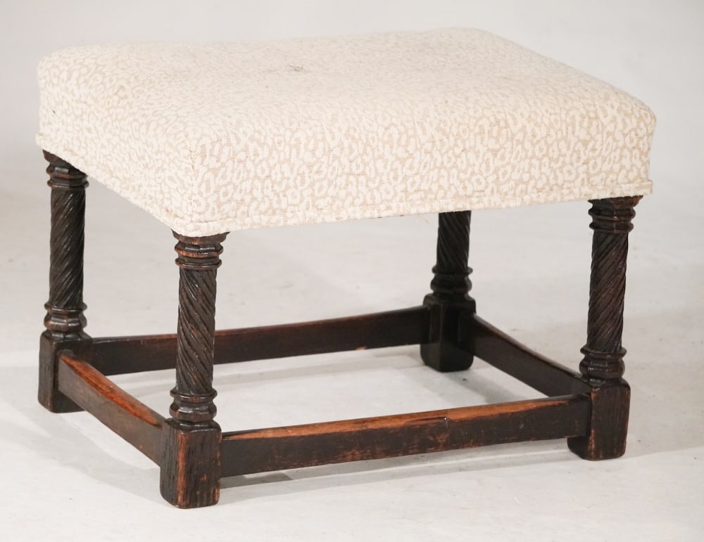 Handsome English George III Carved Oak or Ash FootStool (1 of 2)