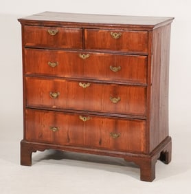 Handsome English George III Figured Walnut & Mahogany Chest of Drawers