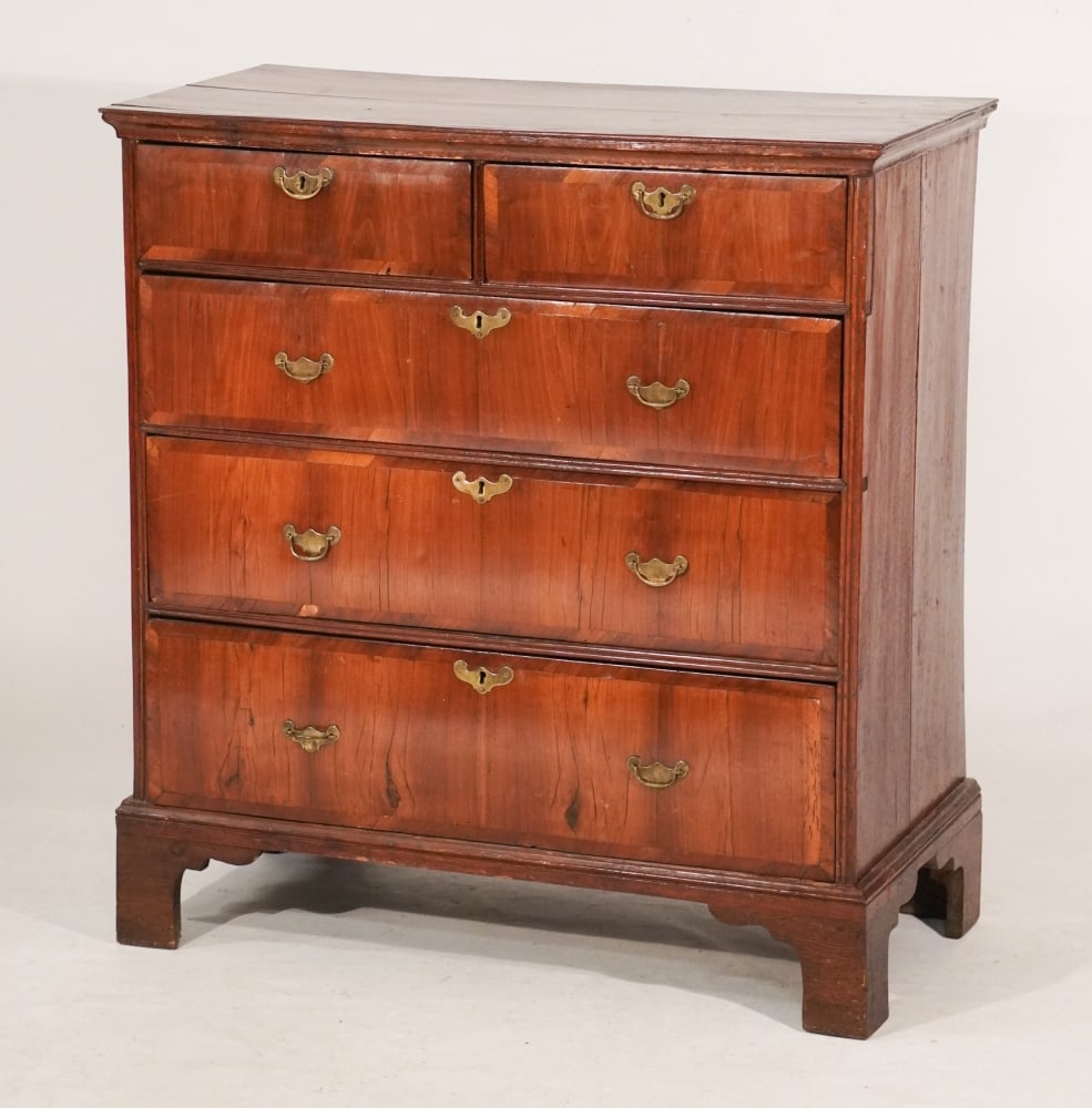 Handsome English George III Figured Walnut & Mahogany Chest of Drawers (1 of 5)