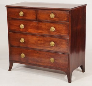 Handsome English George III Figured Mahogany Chest of Drawers
